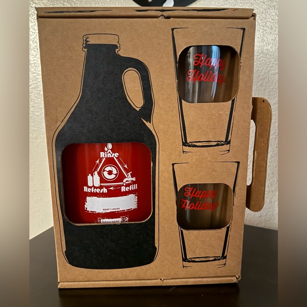 Keyscaper Beer Growler & Pint Glass Gift Set | Holiday Barware | New - Picture 2 of 4